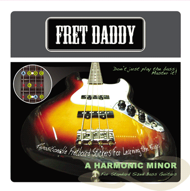 Fret Daddy's A Harmonic Minor Scale Sticker Set for Bass Guitar